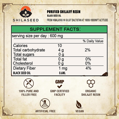 Shilajit Enhanced with Black Seed Oil, Fulvic Acid & 85, Minerals, to toobst Energy ,  Immunity