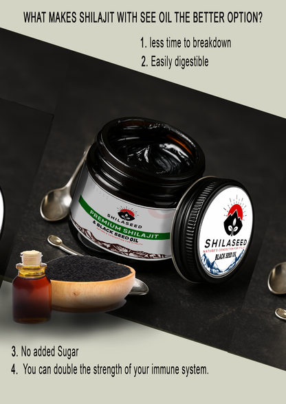 Shilajit Enhanced with Black Seed Oil, Fulvic Acid & 85, Minerals, to toobst Energy ,  Immunity